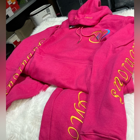 Pink Hoodie with Embroidered Details